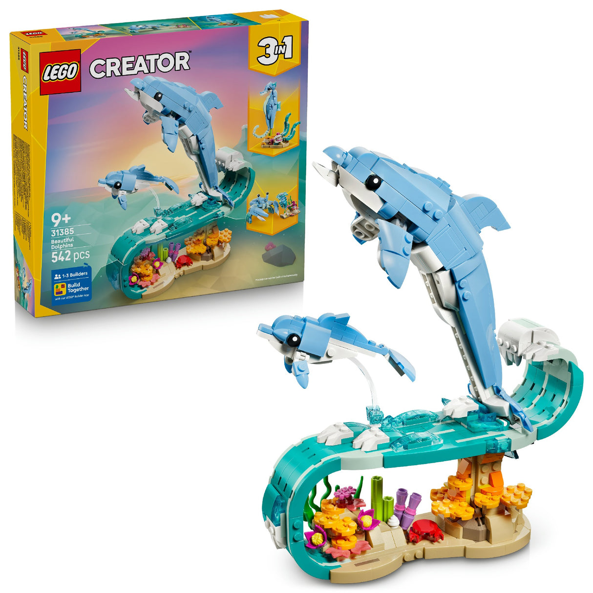 LEGO CREATOR SEA ANIMALS: BEAUTIFUL DOLPHINS 31385 AGE: 9+