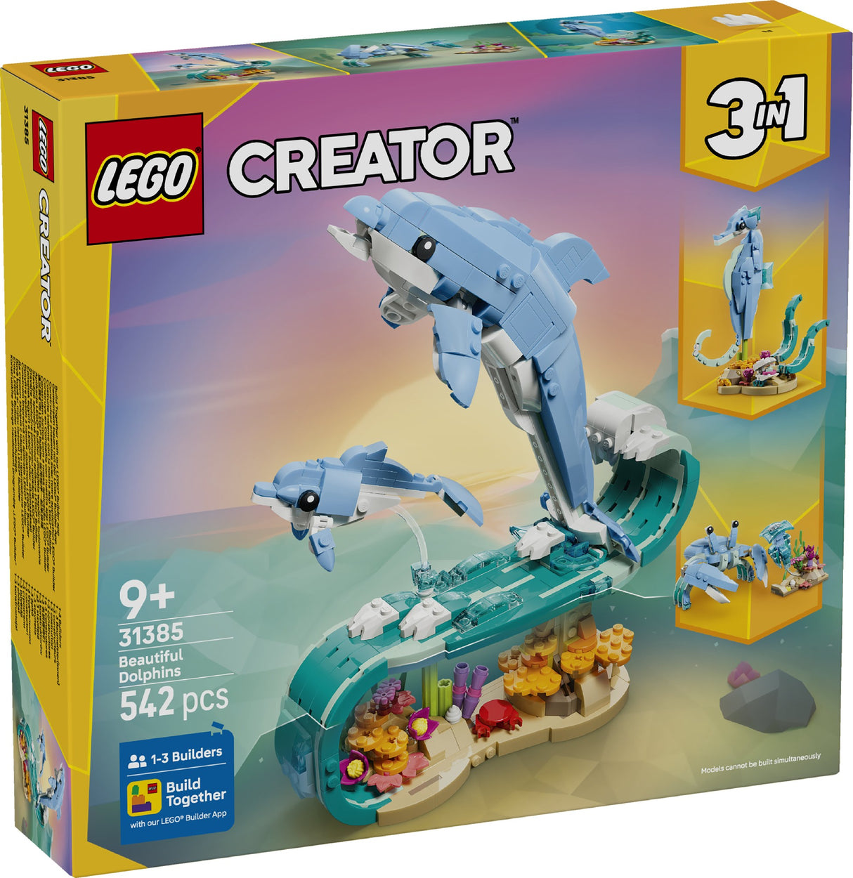 LEGO CREATOR SEA ANIMALS: BEAUTIFUL DOLPHINS 31385 AGE: 9+