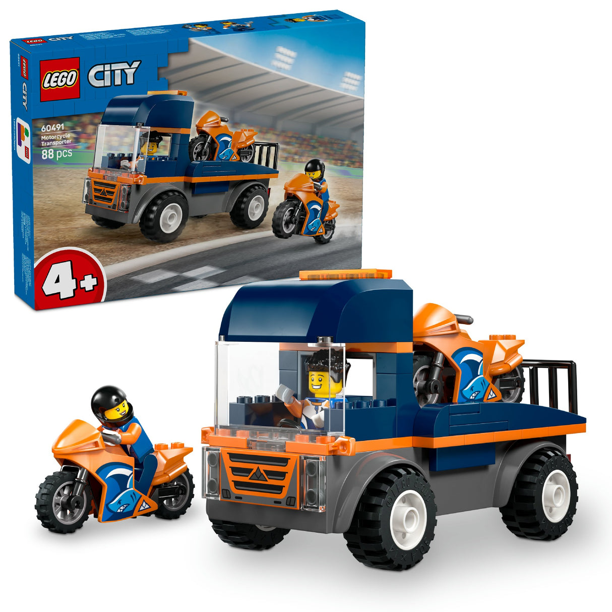 LEGO CITY MOTORCYCLE TRANSPORTER 60491 AGE: 4+