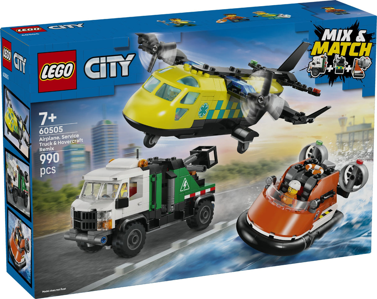 LEGO CITY AIRPLANE, SERVICE TRUCK & HOVERCRAFT REM 60505 AGE: 7+