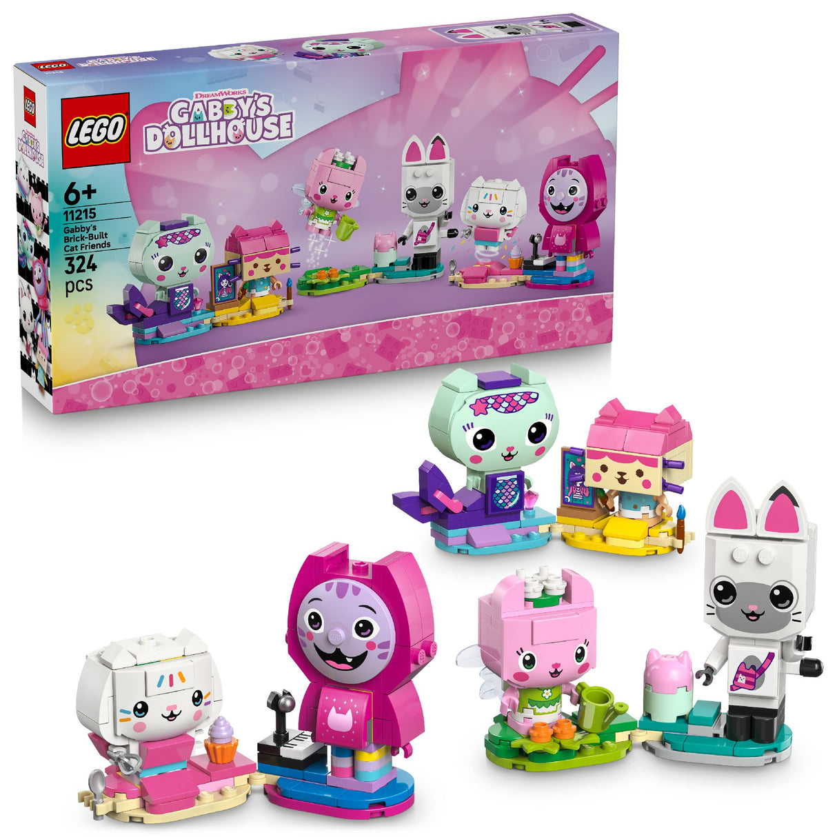 LEGO GABBY'S DOLLHOUSE GABBY'S BRICK-BUILT CAT FRIENDS 11215 AGE: 6+