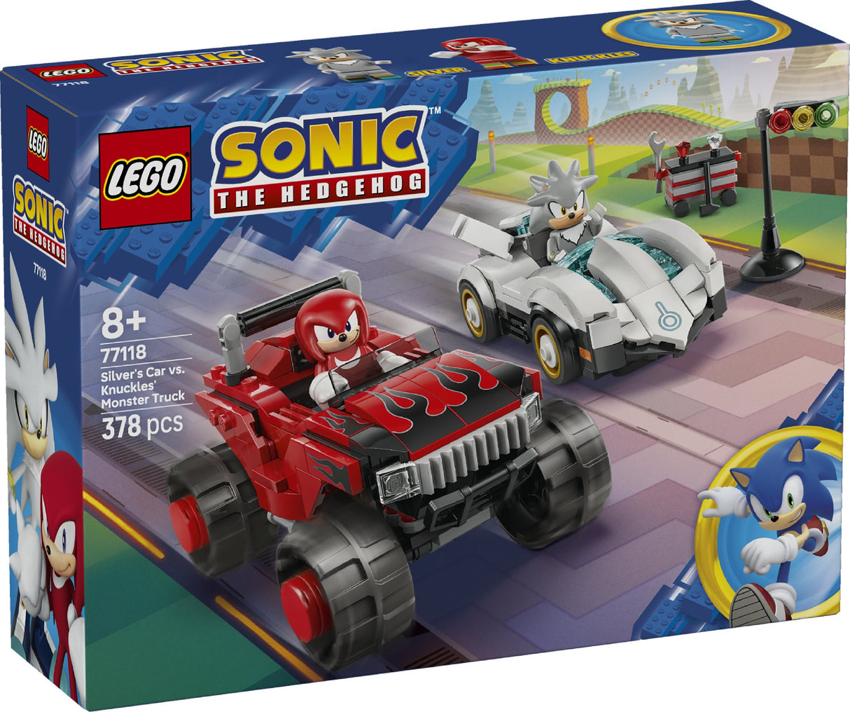 LEGO SONIC SILVER'S CAR VS. KNUCKLES' MONSTER TRUCK 77118 AGE: 8+