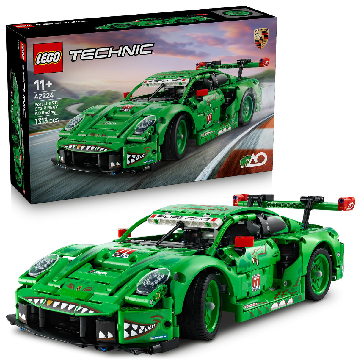 LEGO TECHNIC PORSCHE 911 GT3 R REXY AO RACING CAR 42224 AGE: 11+