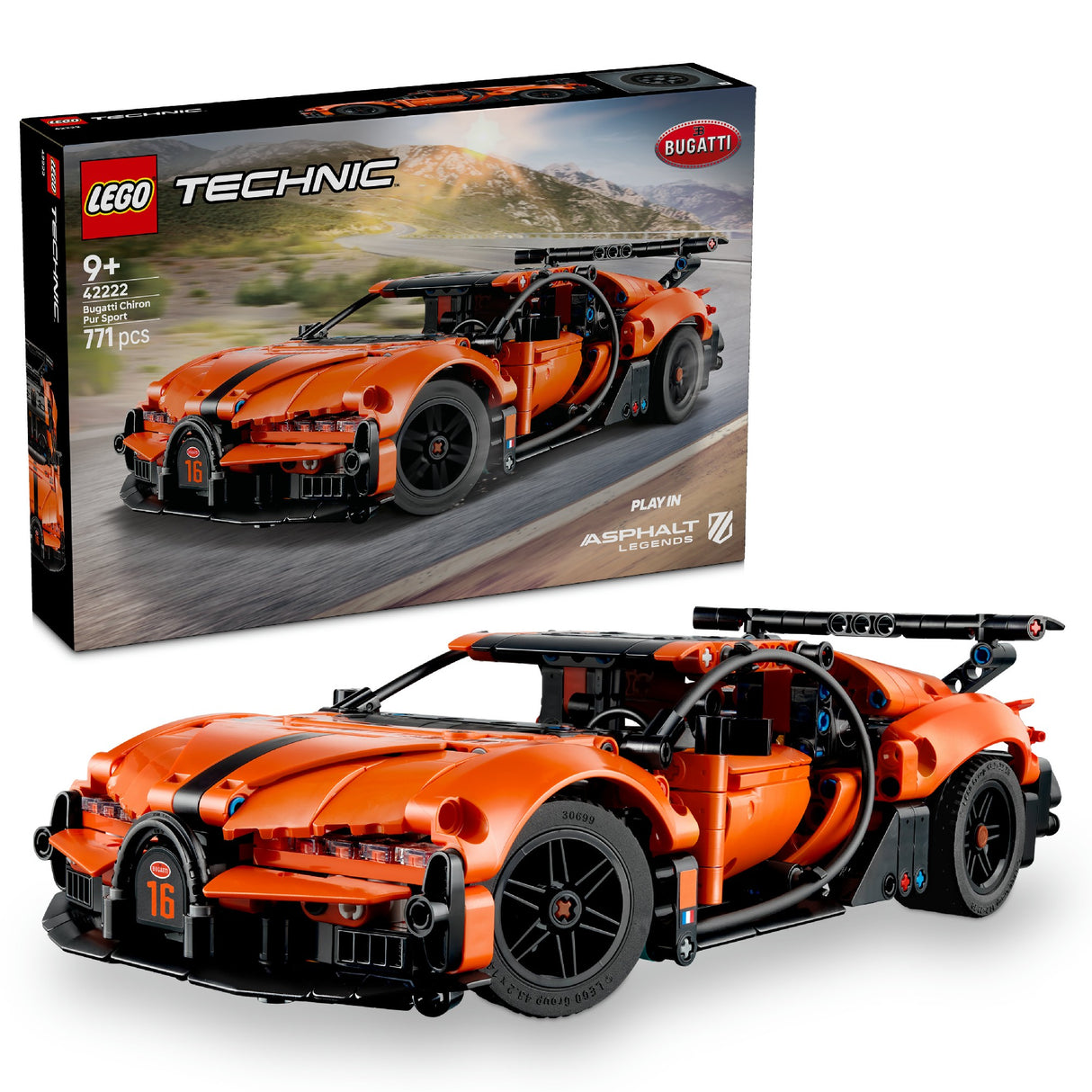 LEGO TECHNIC BUGATTI CHIRON PUR SPORT HYPERCAR 42222 AGE: 9+