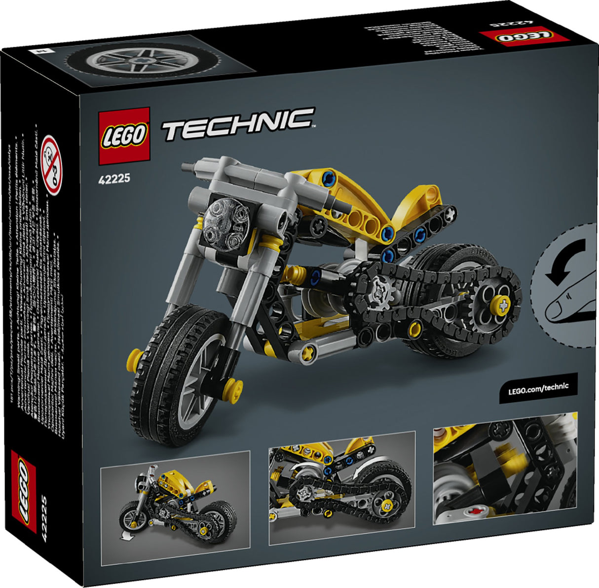 LEGO TECHNIC YELLOW MOTORCYCLE 42225 AGE: 7+