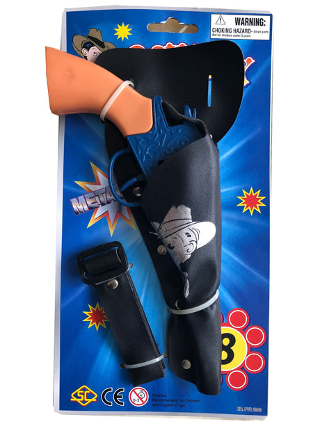 Gun 8 Shot Diecast 7.5" Pistol W/h Holder