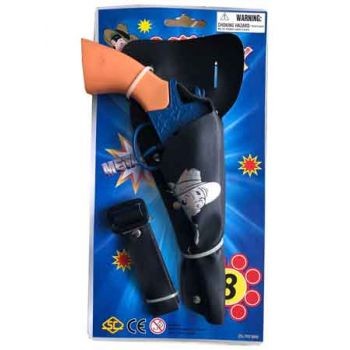 Gun 8 Shot Diecast 7.5" Pistol W/h Holder