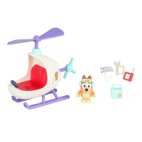 Bluey Vehicle And Figure Pack Bingo's Helicopter With 2.5 Inch Bingo Figure And Tool Accessories
