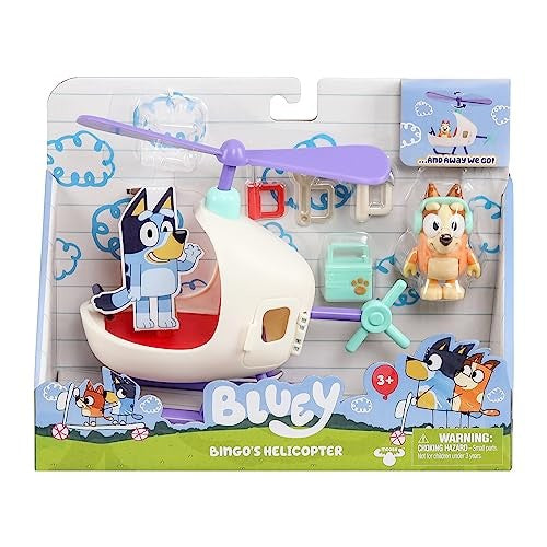 Bluey Vehicle And Figure Pack Bingo's Helicopter With 2.5 Inch Bingo Figure And Tool Accessories