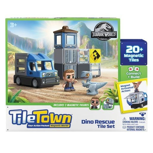 Tile Town Jurassic World Dino Rescue Magnetic Tiles Playset