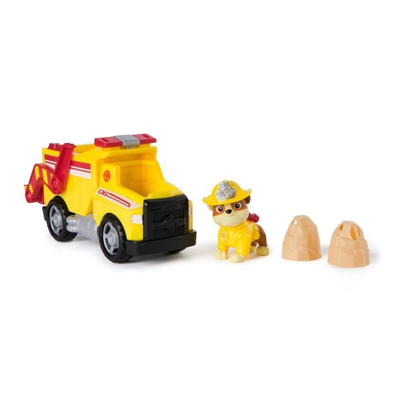 PAW Patrol Fire Rescue: Rubble S Rescue Fire Dump Truck with Figure Launcher & Accessories for Kids 3+