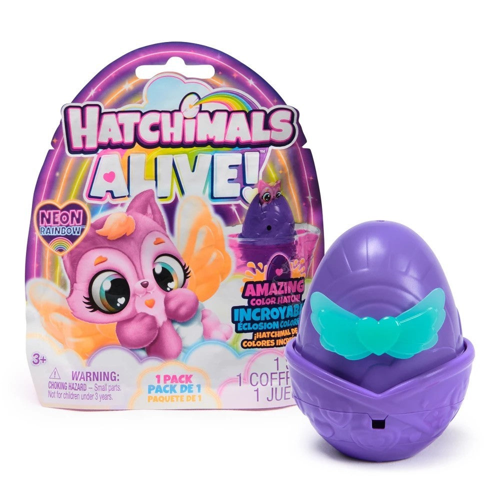 Hatchimals Alive Neon Rainbow 1-Pack Surprise Figure in Egg for Ages 3 and up (Styles Vary)