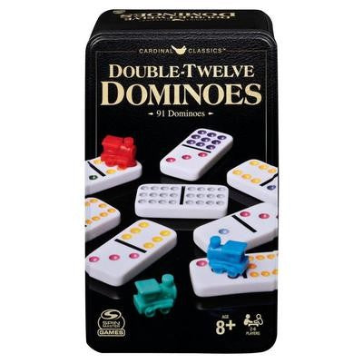 Double Twelve Dominoes Set in Storage Tin, for Families and Kids Ages 8 and up
