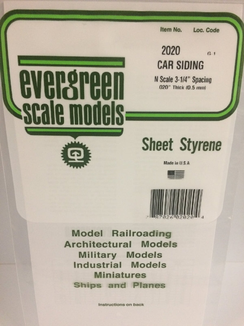 Evergreen White Polystyrene N-Scale Car Siding Sheet 0.020 x 6 x 12 / 0.51mm x 15cm x 30cm (1)