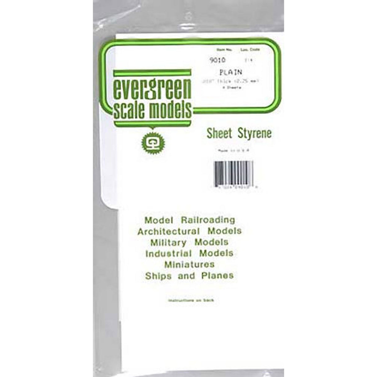 Evergreen White Polystyrene Sheet 0.010 x 6 x 12 / 0.25mm x 15cm x 30cm (4)