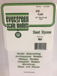 Evergreen White Polystyrene Sheet 0.126 x 6 x 12 / 3.2mm x 15cm x 30cm (1)