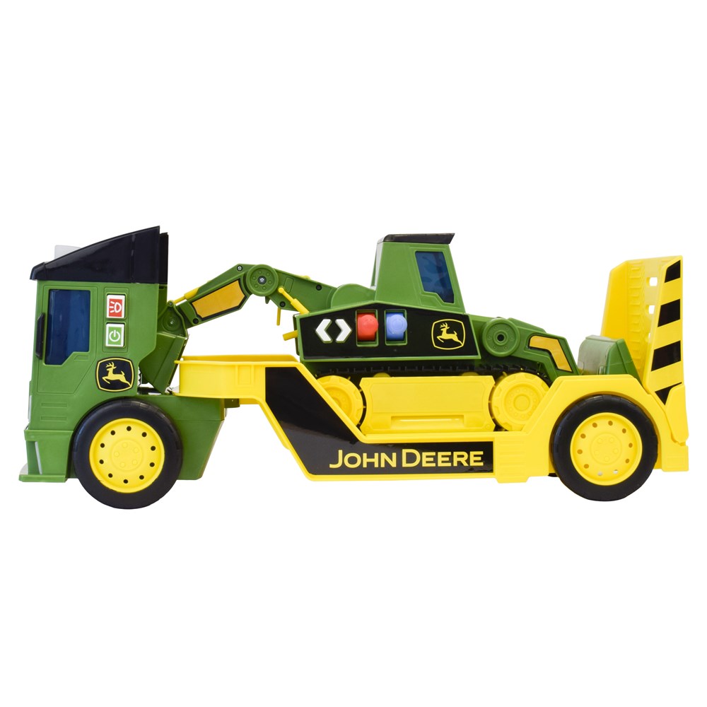 John Deere 24'' 2-n-1 Mega Mover - Large Toy Truck With Lights, Sounds And Motorized Drive | Realistic Dump Truck And Trailer With Dual Joystick Contr