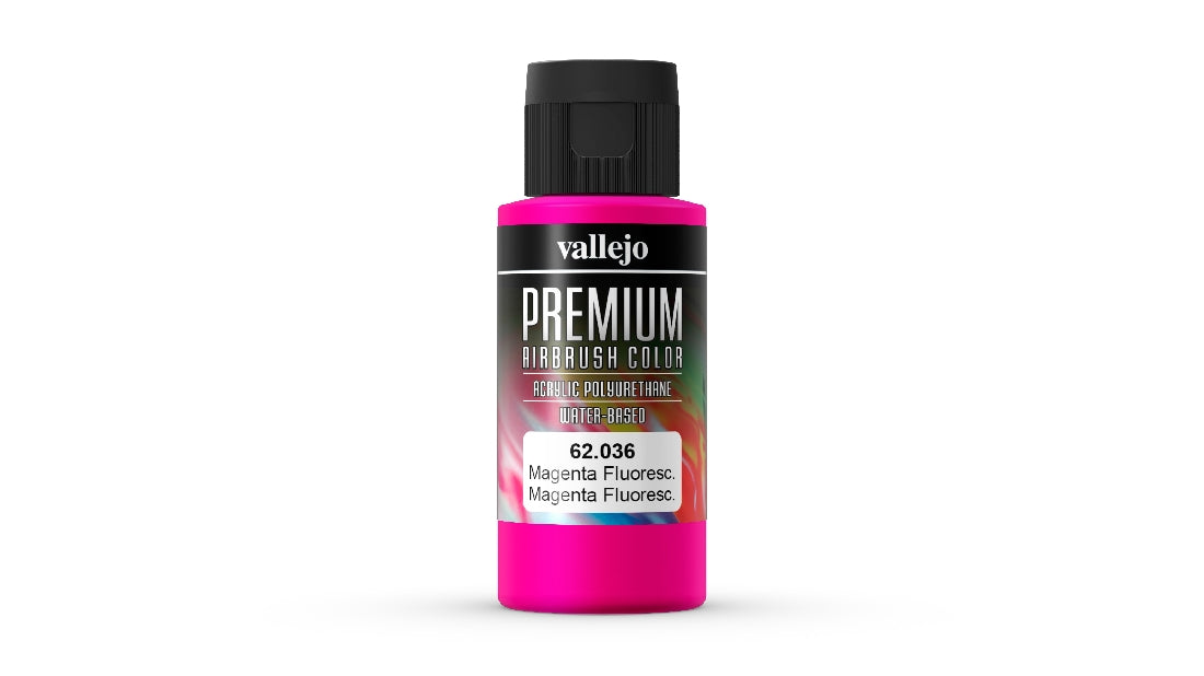 Vallejo Premium Colour Fluorescent Magenta 60 ml Acrylic Airbrush Paint 62036