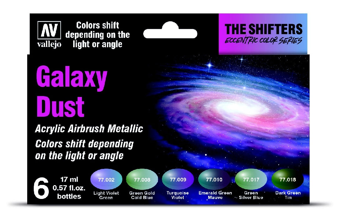 Vallejo Eccentric Colorshift Galaxy Dust (6 Colour Set) Acrylic Airbrush Paint 77092