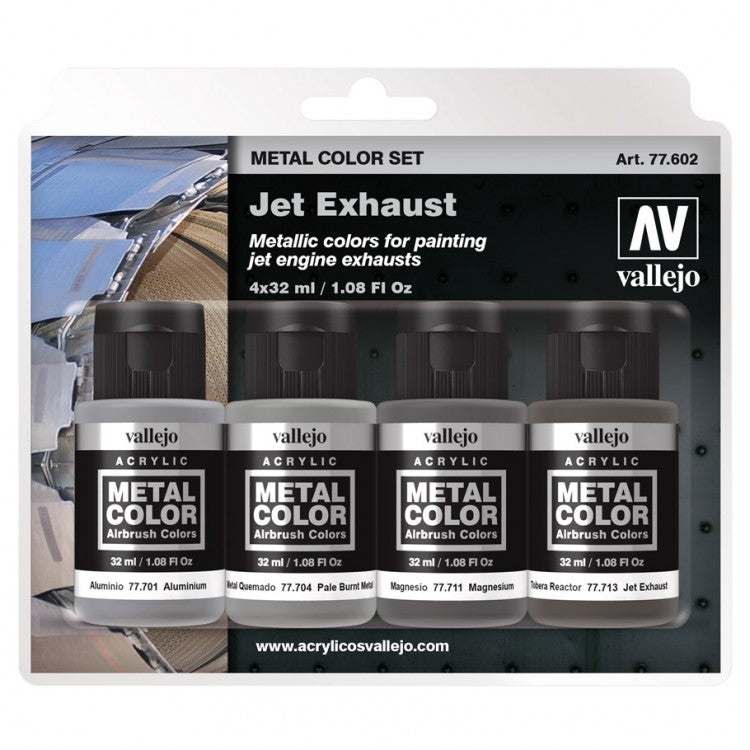 Vallejo Metal Colour Jet Exhaust 4 Colour Acrylic Paint Set 77602