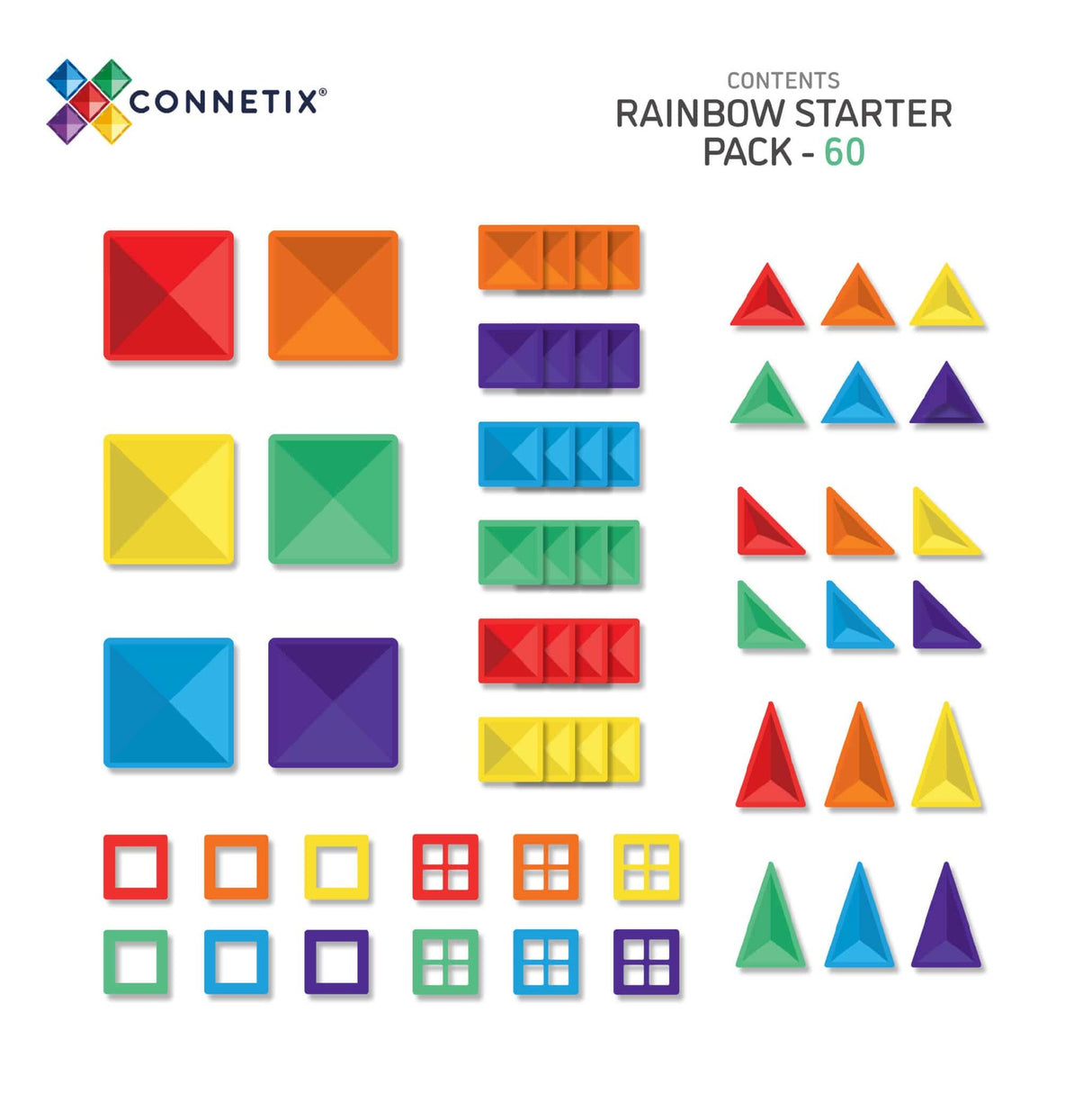 Connetix Tiles Rainbow Starter Pack 60 Pc
