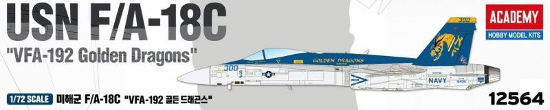 Academy 1/72 USN F/A-18C VFA-192 Golden Dragons Plastic Model Kit 12564