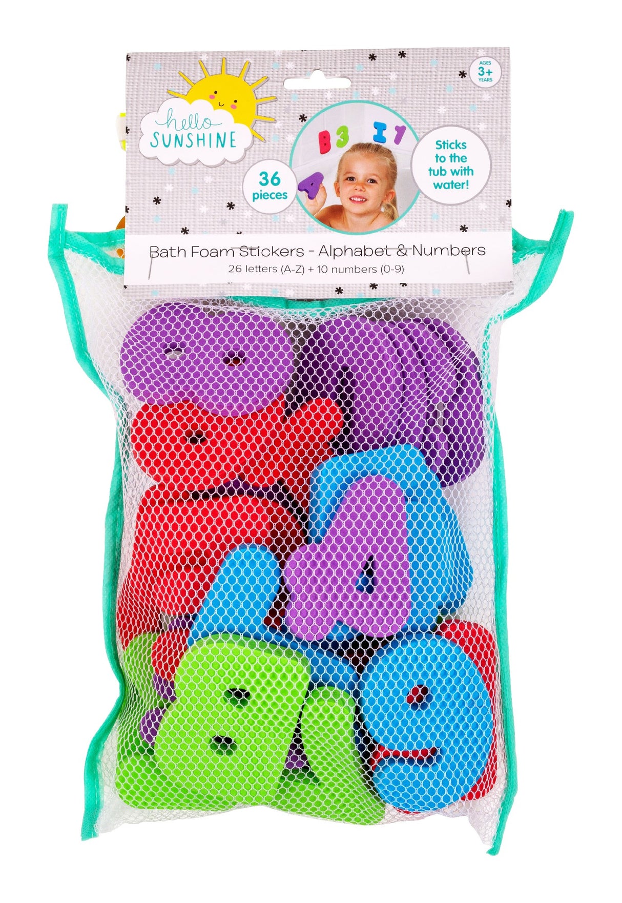 Alphabets & Numbers Bath Foam Stickers 36pcs