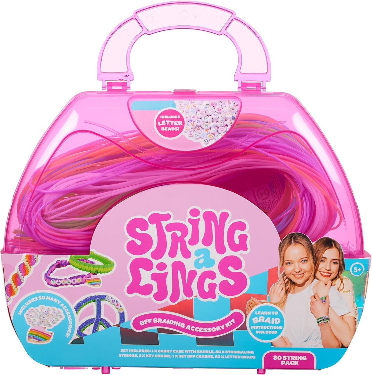 Stringalings Braiding Accessory Kit Carry Case with 80 Strings