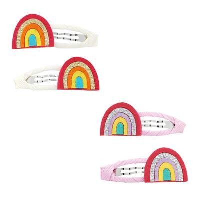 Pink Poppy Rainbow Hair Clips Assorted - White Or Pink