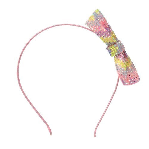 Pink Poppy Pastel Gemstone Bow Headband