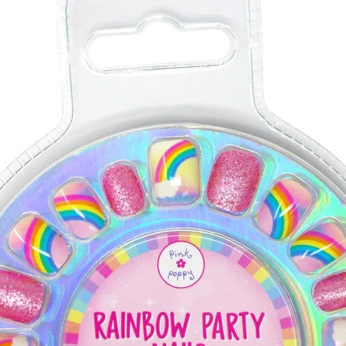 Pink Poppy Rainbow Party Press On Nails