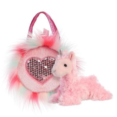Fancy Pals - Unicorn In Pink Fluffy Heart Bag