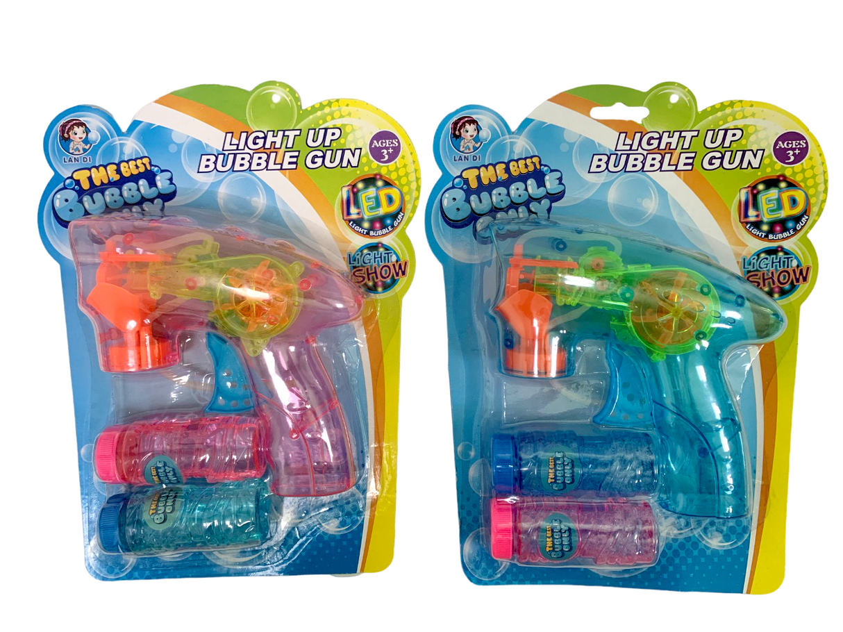 Bubble Gun Light Up with 2pk Solution
