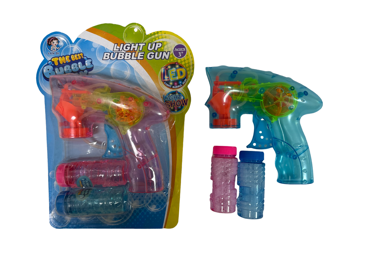 Bubble Gun Light Up with 2pk Solution