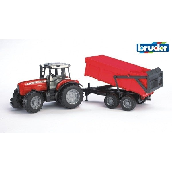 Bruder 1:16 Massey Ferguson 7480 Tractor W/ Tipping Trailer