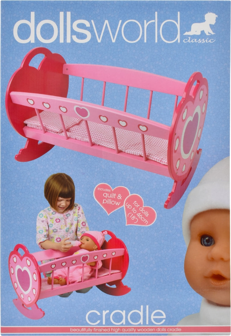 DOLLS WORLD WOODEN CRADLE
