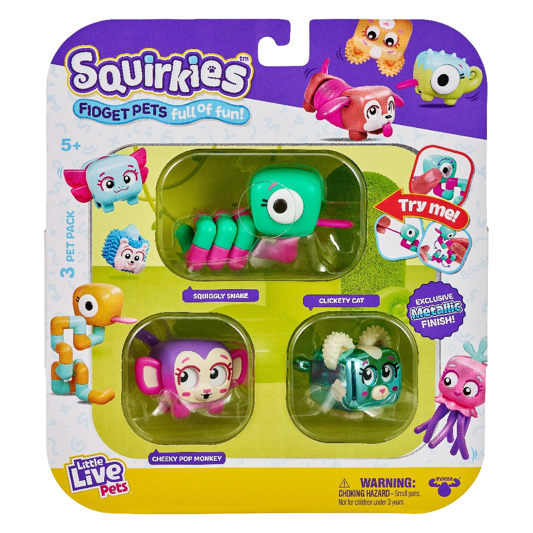 Little Live Pets Squirkies S1 3 Pack Assorted - Metallic Clickety Cat