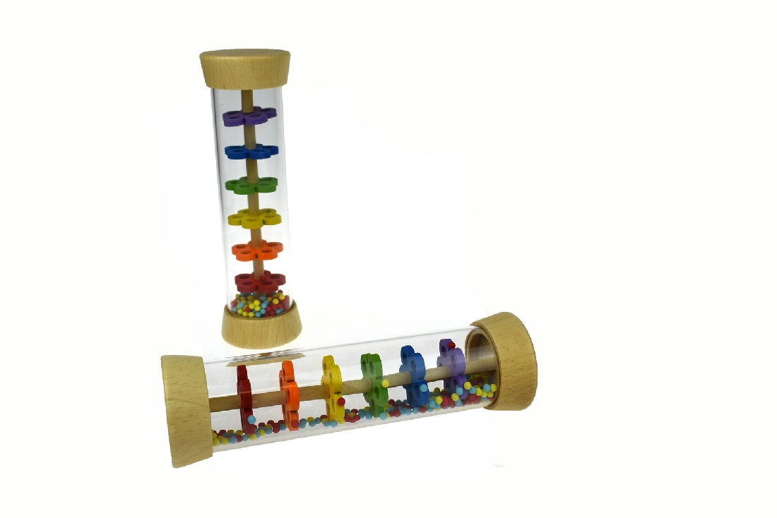 Kaper Kidz Wooden Rainmaker Rattle In Clear Tube