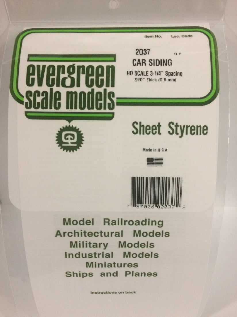 Evergreen White Polystyrene HO-Scale Car Siding Sheet 0.02 x 6 x 12 / 0.51mm x 15cm x 30cm (1)