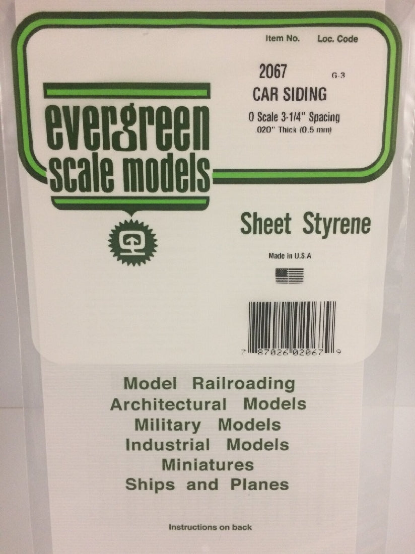 Evergreen White Polystyrene O-Scale Car Siding Sheet 0.020 x 6 x 12 / 0.51mm x 15cm x 30cm (1)