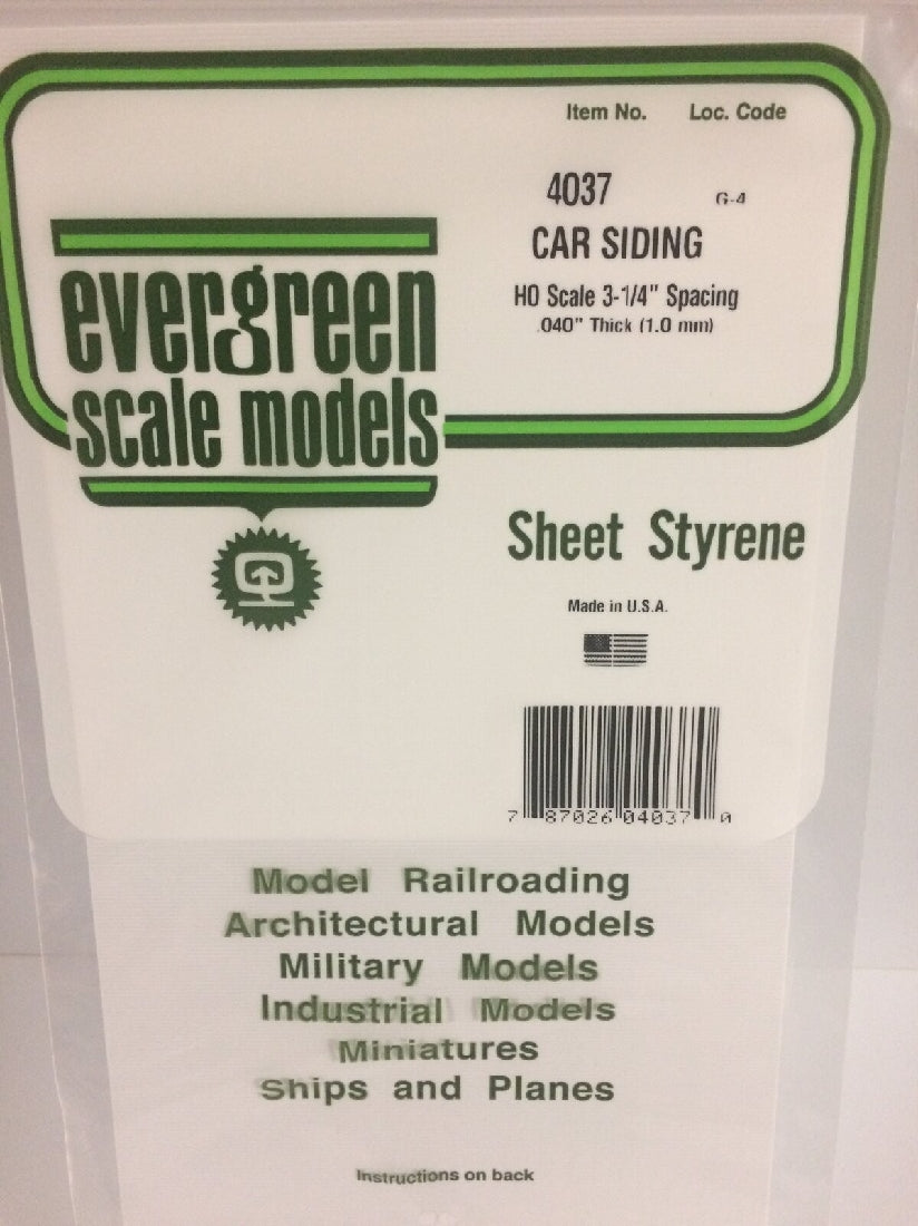 Evergreen White Polystyrene HO-Scale Siding Sheet 0.040 x 6 x 12 / 1mm x 15cm x 30cm (1)
