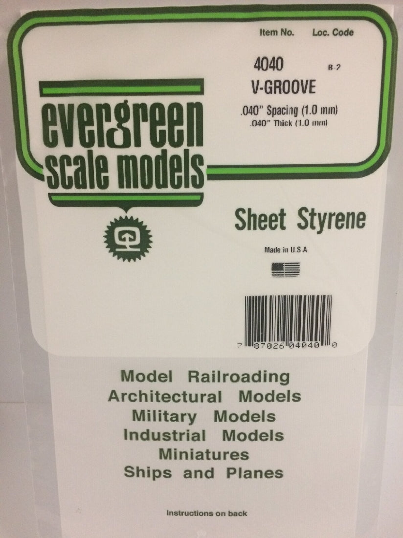 Evergreen White Polystyrene V-Groove Siding Sheet 0.040 x 6 x 12 / 1mm x 15cm x 30cm (1)