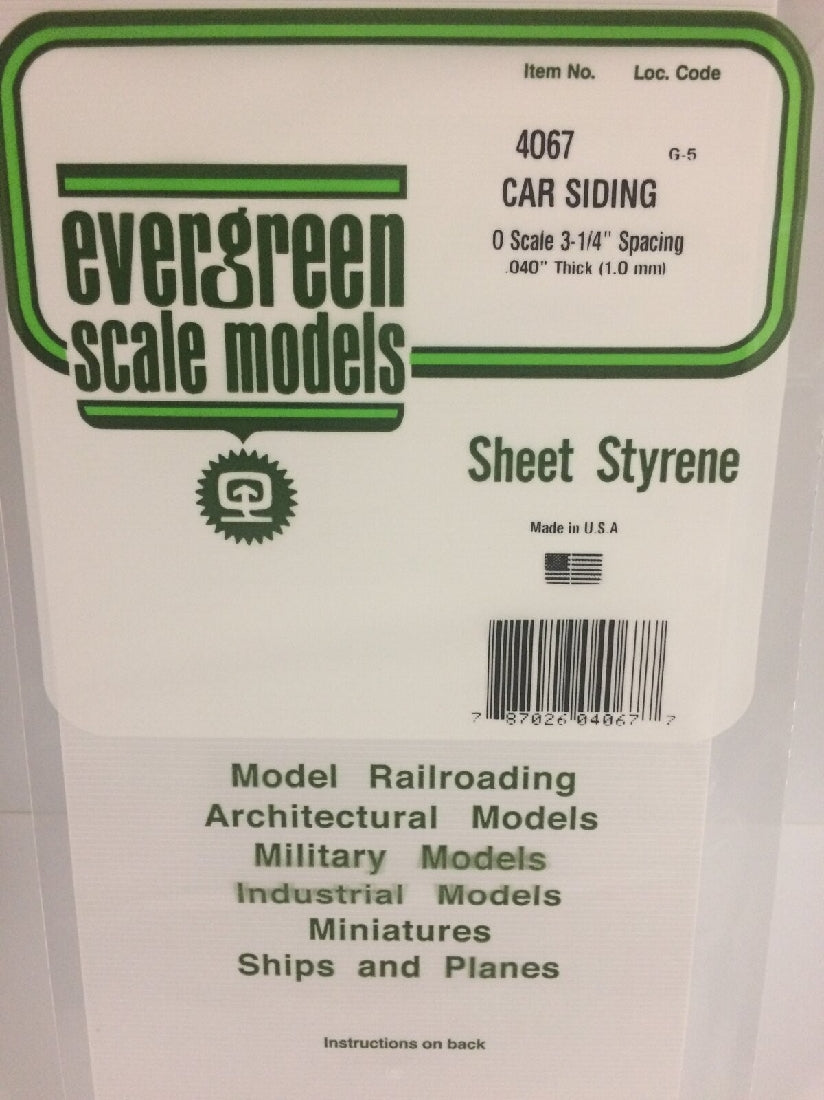 Evergreen White Polystyrene O-Scale Car Siding Sheet 0.040 x 6 x 12 / 1mm x 15cm x 30cm (1)