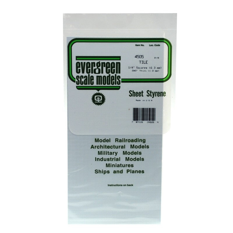 Evergreen White Polystyrene Square Tile 0.250 x 6 x 12 / 6.4mm x 15cm x 30cm (1)