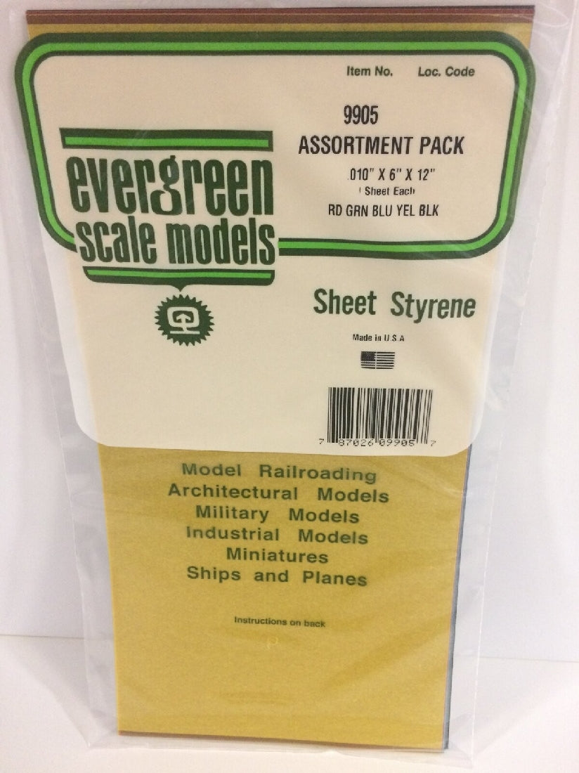 Evergreen Transparent Polystyrene Sheet Assortment 0.010 x 6 x 12 / 0.25mm x 15cm x 30cm (5)