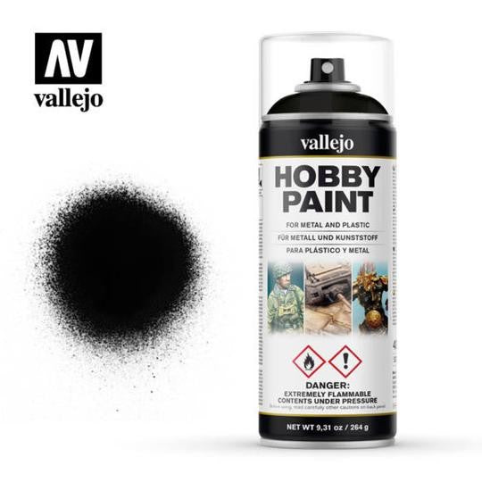 Vallejo Aerosol Black Primer 400ml Hobby Spray Paint 28012