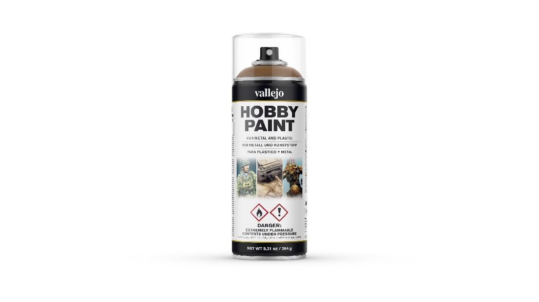 Vallejo Aerosol Leather Brown 400ml Hobby Spray Paint 28014