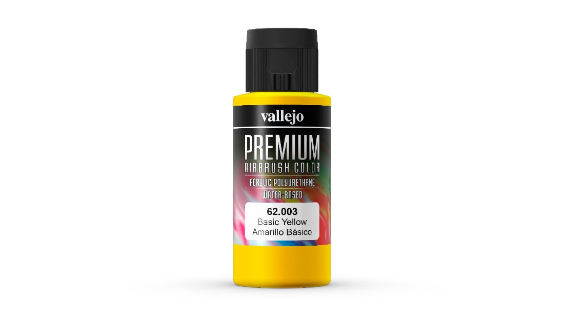 Vallejo Premium Colour Basic Yellow 60 ml Acrylic Airbrush Paint 62003