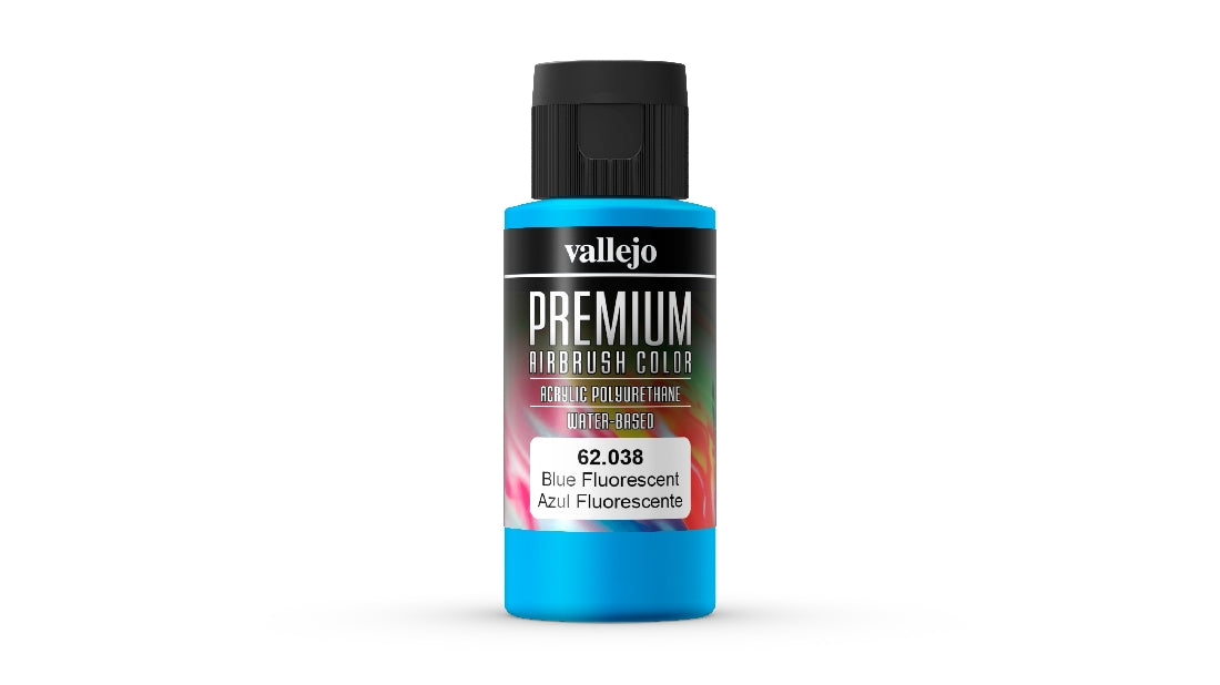 Vallejo Premium Colour Fluorescent Blue 60 ml Acrylic Airbrush Paint 62038