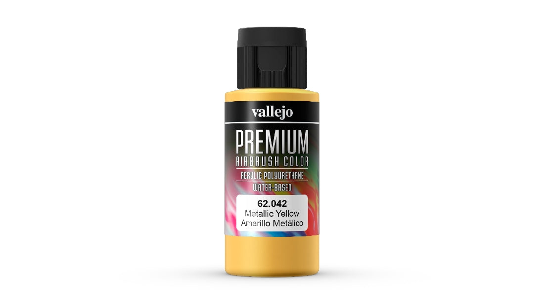 Vallejo Premium Colour Metallic Yellow 60 ml Acrylic Airbrush Paint 62042
